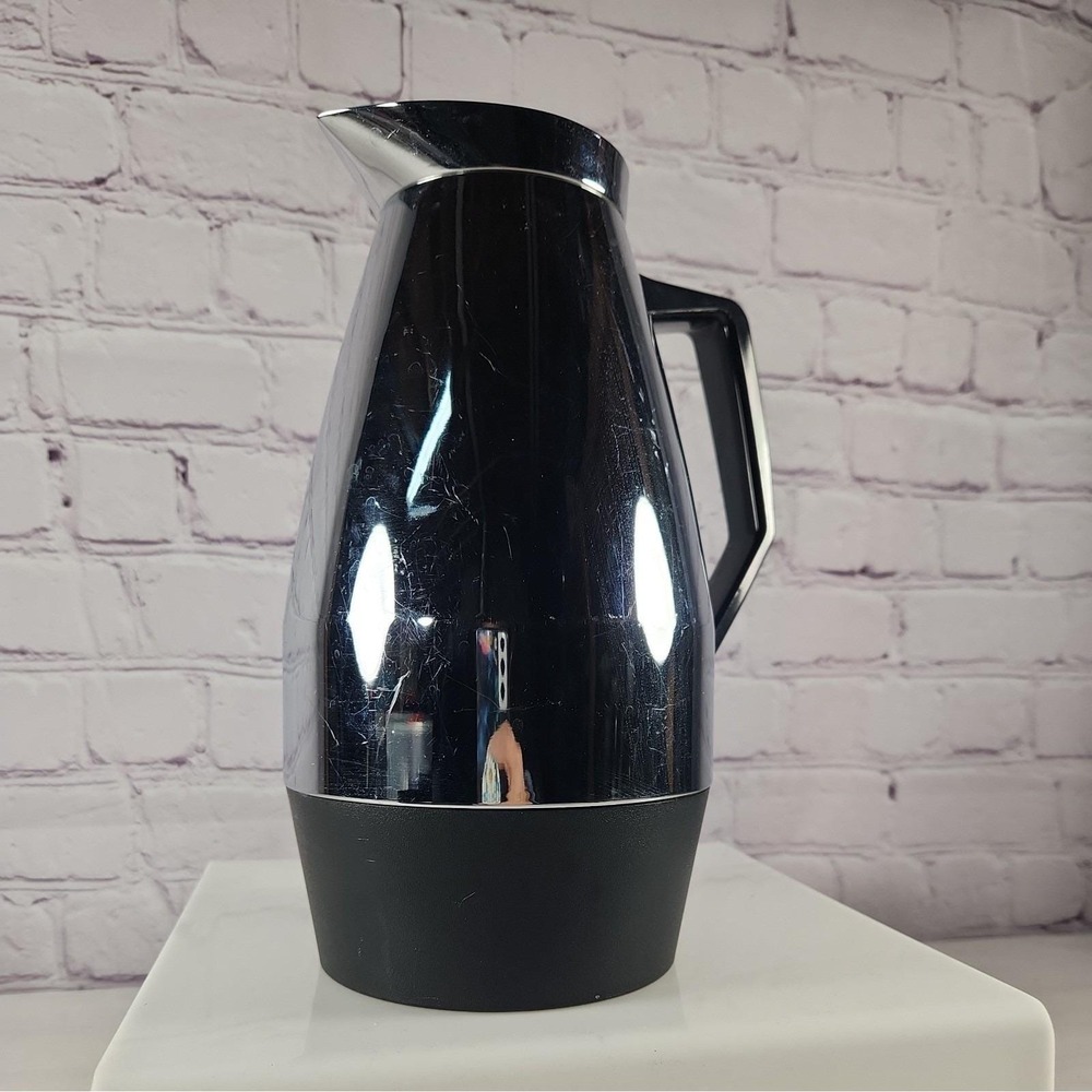 Chrome Glass Vacuum Carafe Pitcher Insulated Thermal Japan Vintage Mid Century